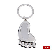 2gb foten stil usb flash-stasjon nøkkelring (sølv)