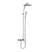 Contemporary Chrome Shower Faucet with 8 inch Shower Head + Hand Shower