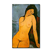 håndmalte oljemaleri nudeseated kvinne ved Modigliani med utstrakte ramme