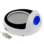 4 ports usb 2.0 hub chauffe-tasse + horloge lcd