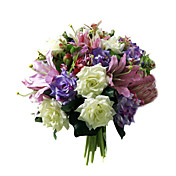 seda elegante rosa y el lirio con el ramo de gasa decoración de la boda ronda / ramo de novia y media de flores (0797-sim086)