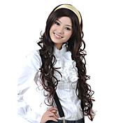 Capless Extra Long Top Grade Quality Synthetic Dark Brown Curly Hair Wig