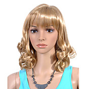 Capless Medium Length High Quality Synthetic Golden Blonde Curly Hair Wig