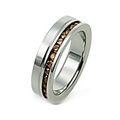 Men's Silver Titanium With Coffee CZ Ring