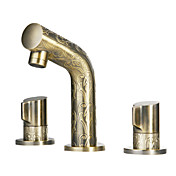 Antique Brass Widespread Bathroom Sink Faucet with Luxury Texture