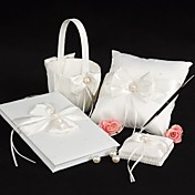 collection de mariage mis en satin ivoire avec des accents de perles de cristal et (4 pièces)