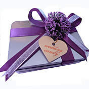 Square Favor Tin With Double Lilac Ribbon (Set of 6)