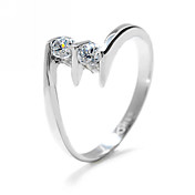 Fashion Double CZ Cubic Zirconia And Stainless Steel Ring