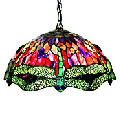 Tiffany stil guldsmed farvet glas pendel med 2 lamper