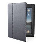 litchi grano pu Custodia in pelle w / supporto per Apple iPad 2 - colore nero w / linea bianca sul bordo