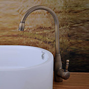 Antique Brass Finish Bathroom Sink Faucet (Tall)