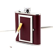 Leather Covered 5-oz Flask with Cigarette Case