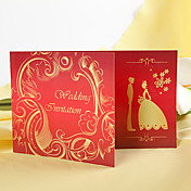 magnifique invitation de mariage rouge plié (jeu de 60)