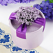 boîte ronde faveur pourpre avec des fleurs et des rubans (jeu de 12)