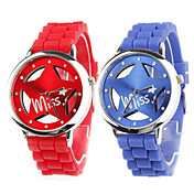 coppia di scavare stella schema orologi da polso al quarzo con decorazioni di design in cristallo - blu e rosso