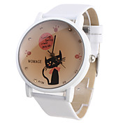 Mädchen Uhr Mit Cartoon Katze, Weißes Armband