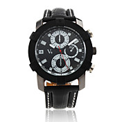 Orologio al quarzo, sportivo, da uomo, con cinturino in pelle PU nero