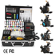 4 Cast Iron Tattoo Gun Kit for Lining and Shading (40 8ml Colors Included)