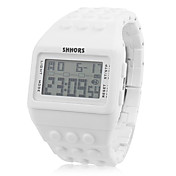 Block Ziegel-Design-Band-Armbanduhr mit Nachtlicht (weiß)