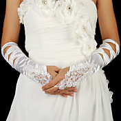 Satin Fingerless Elbow Length With Straps Bridal Gloves
