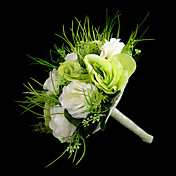 élégante forme ronde en satin de mariée bouquet de mariage