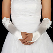 Satin Fingerless Elbow Length With Floral Bridal Gloves
