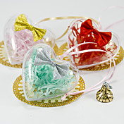 Clear Heart Shaped Favor Holder With Bow (Set of 12)