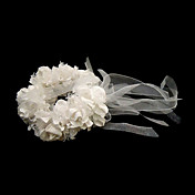 dejlig hvid satin blomst bryllup blomsterpige håndled blomst