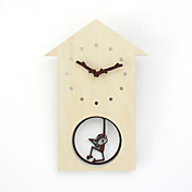 Funny Wooden House and Swing Monkey Design Analog Wall Clock