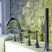 Classic Brass Tub Faucet with Hand Shower - Chrome Finish