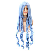Capless Extra Long Body Wave Synthetic Cyan Party Hair Wig
