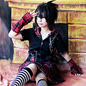 Red Check Pattern Black Punk Lolita Outfit