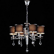 lustre de cristal com 6 luzes em tom preto