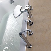 Contemporary Brass Tub Faucet with Hand Shower - Chrome Finish