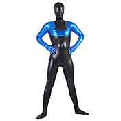 mezcla de color azul y negro metálico brillante Zentai spandex