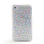 Reflective Protective Hard Silver Case with Crystals for iPhone 4