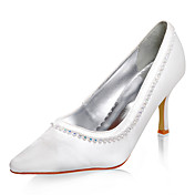 Top Quality Satin Upper High Heel Pumps With Rhinestone Wedding Bridal Shoes