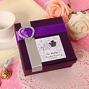 Personlized Square Favor Box With Silver Heart In Grape (Set of 24)
