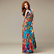 Halter/V-neck Chiffon Maxi Dress