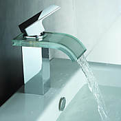 moderne robinet d'évier cascade salle de bain avec verre bec (finition chromée)