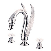 Bionics Design Widespread Bathroom Sink Faucet (Chrome Finish) with Crystal Handle