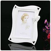 Double Hearts White Resin Picture Frame