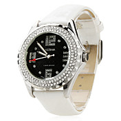 Frauen modisch pu analoge Quarz-Armbanduhr (weiß)