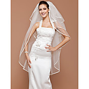 Four-tier Tulle Fingertip Wedding Veil With Ribbon Edge (More Colors Available)