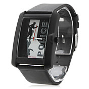 Unisex Analog Quarz-Armbanduhr 2354G mit Lederband (Schwarz)
