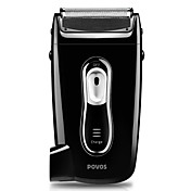 povos oplaadbare twee mesjes folie scheerapparaat met ingebouwde plug (zwart)