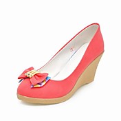 Leatherette Platform Wedge Pumps With Bow (More Colors)