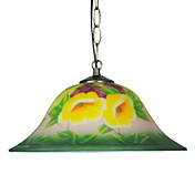 gelbe Blume gemusterte Pendelleuchte mit 1 Licht in weiß