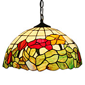 Tiffany Pendant Light with 2 Light in Floral Leaf Patterned Shade