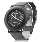 Unisex Leather Analog Quartz Wrist Watch (Black)